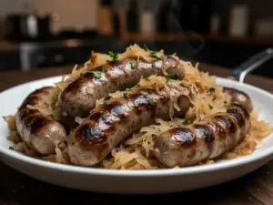Bavarian Bratwurst and Sauerkraut Skillet - featured image