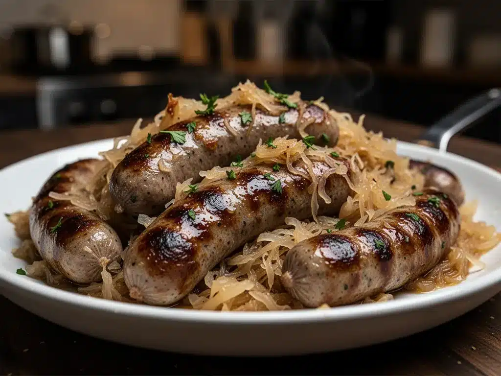 Bavarian Bratwurst and Sauerkraut Skillet preparation steps