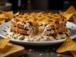 creamy chili cheese football dip - featured image