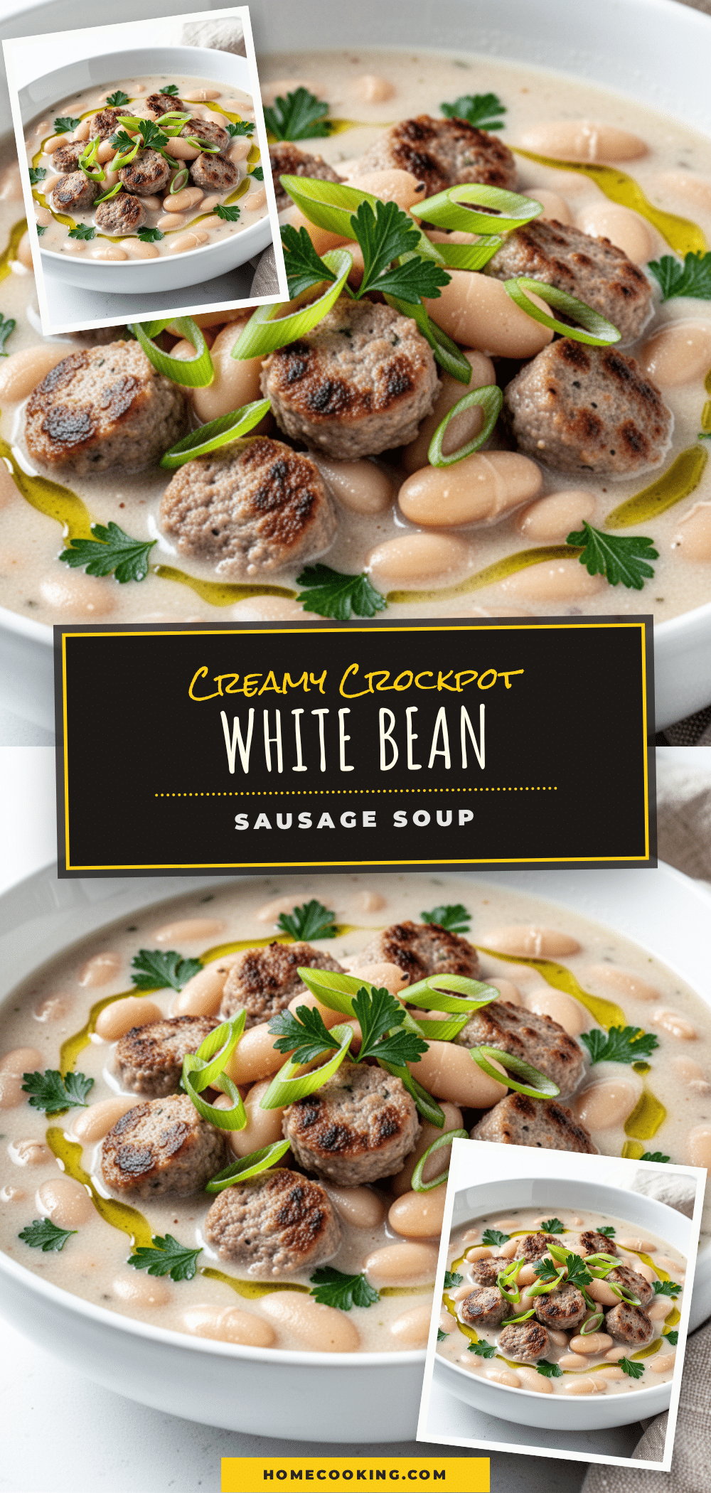 creamy crockpot white bean and sausage soup recipe