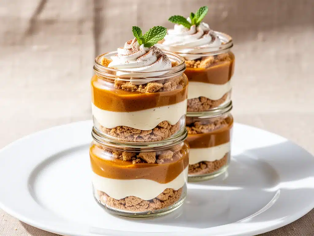 creamy no-bake pumpkin cheesecake parfaits - featured image