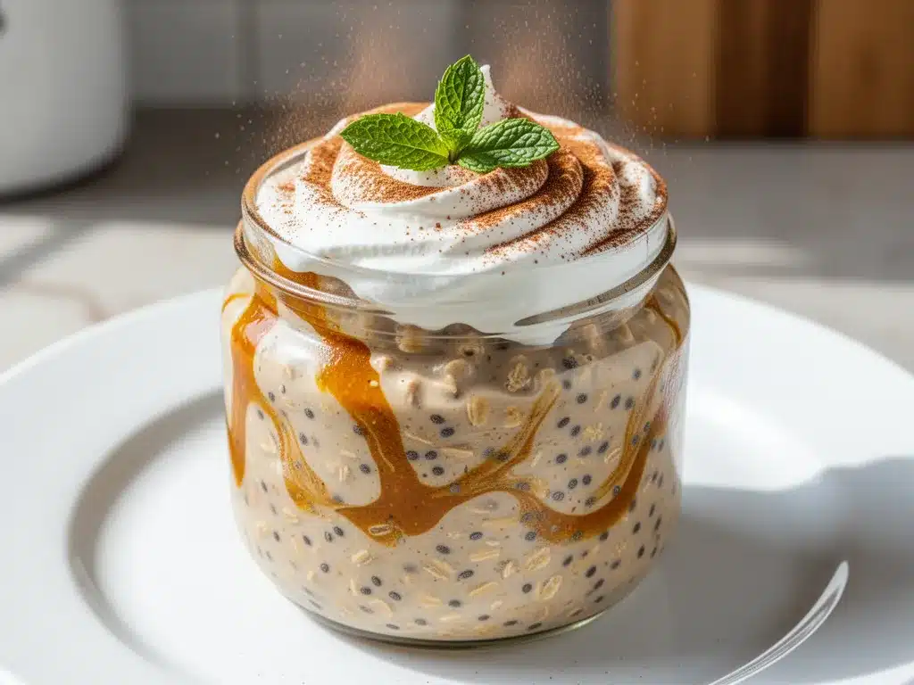 creamy pumpkin spice latte overnight oats preparation steps