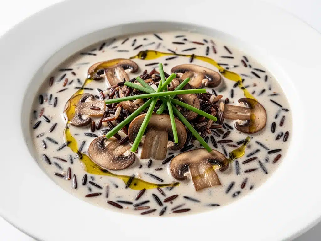 creamy wild rice and mushroom soup - featured image