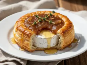 crispy apple butter baked brie - featured image