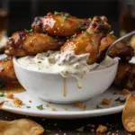 crispy honey garlic baked chicken wings - featured image