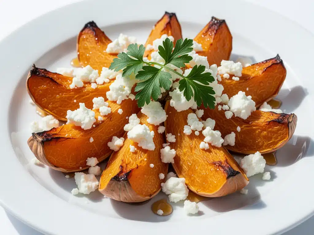 crispy maple roasted butternut squash with feta - featured image