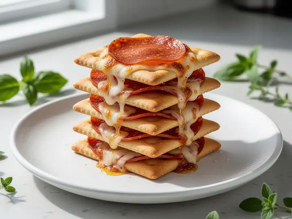 Crispy Pepperoni Cheese Cracker Stackers preparation steps