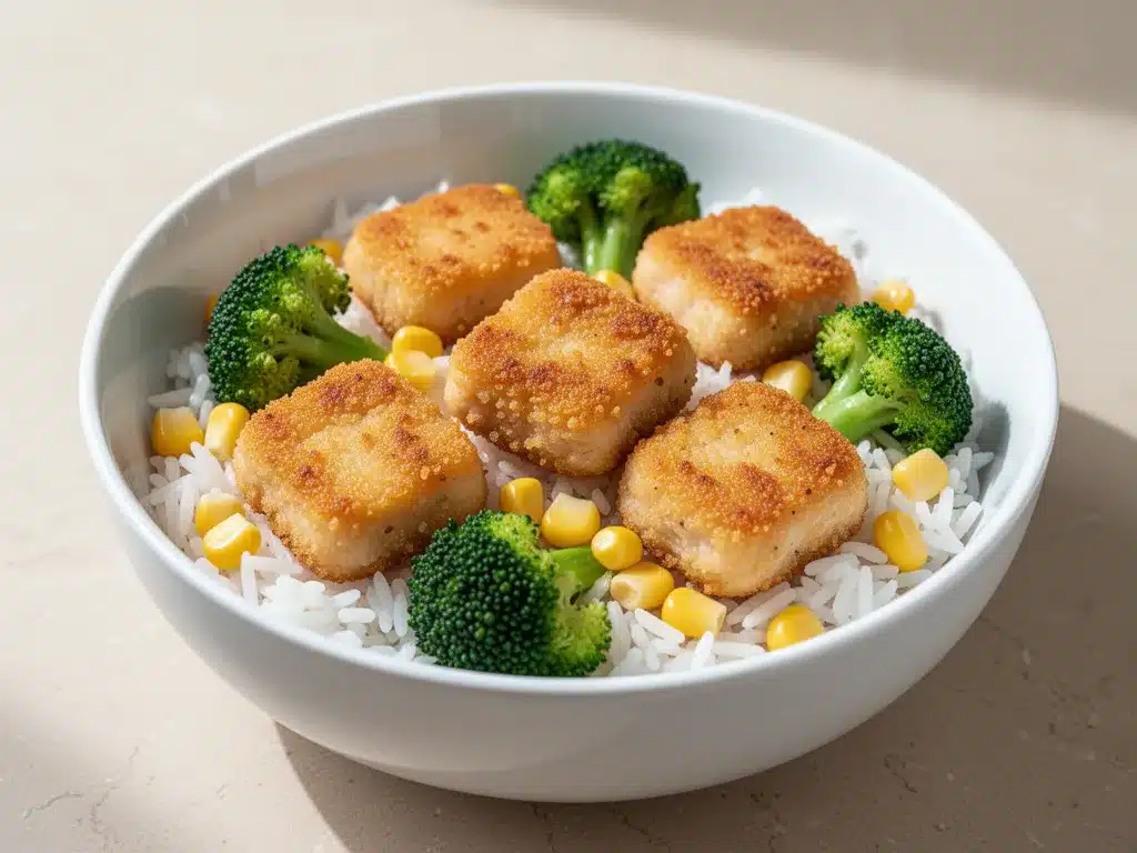 Easy Baked Chicken Nugget Meal Prep Bowls preparation steps