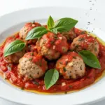 easy crockpot turkey meatballs in marinara - featured image