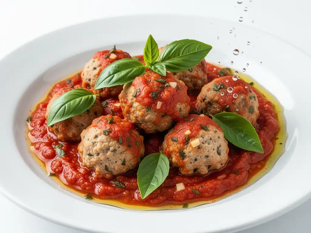 easy crockpot turkey meatballs in marinara - featured image