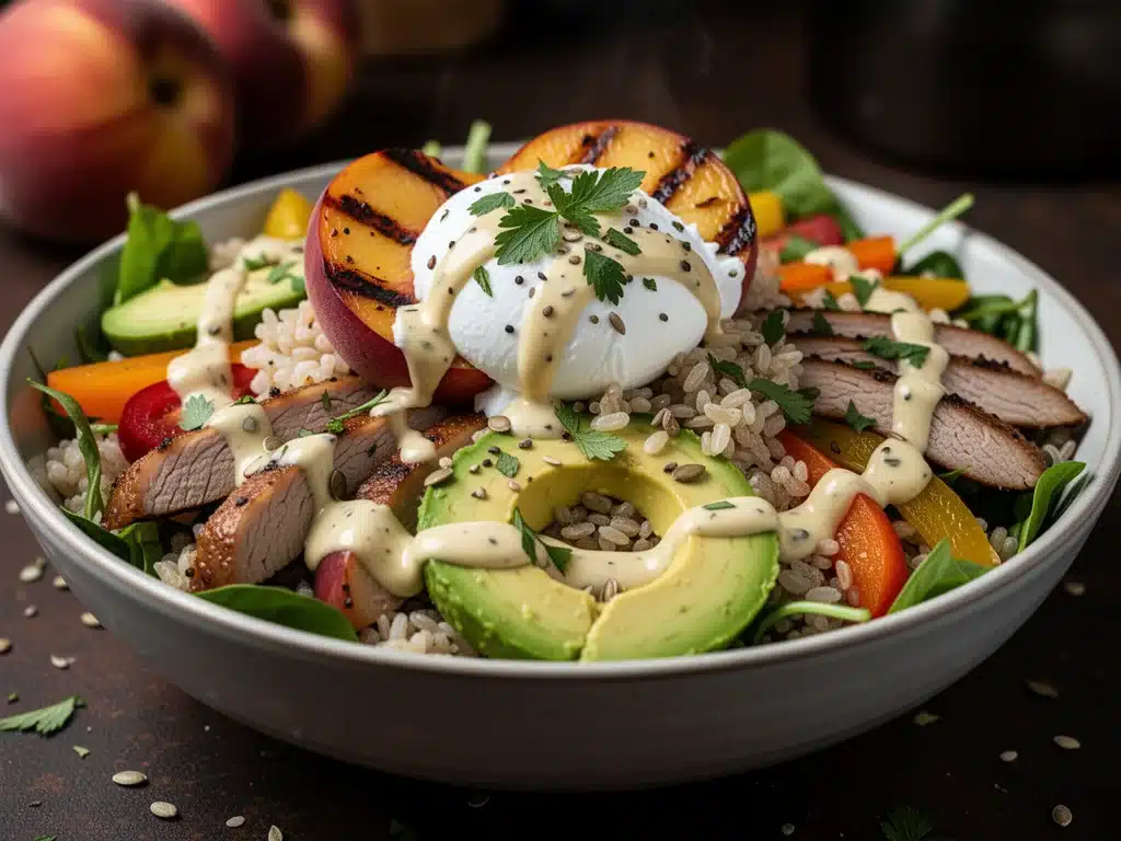 grilled peach and burrata salad - featured image