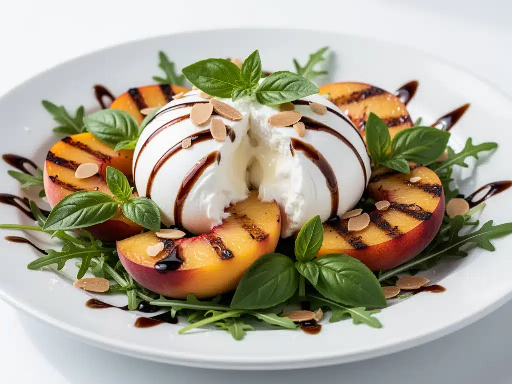 grilled peach burrata salad - featured image