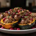 Savory Sausage-Stuffed Acorn Squash with Cranberries - featured image