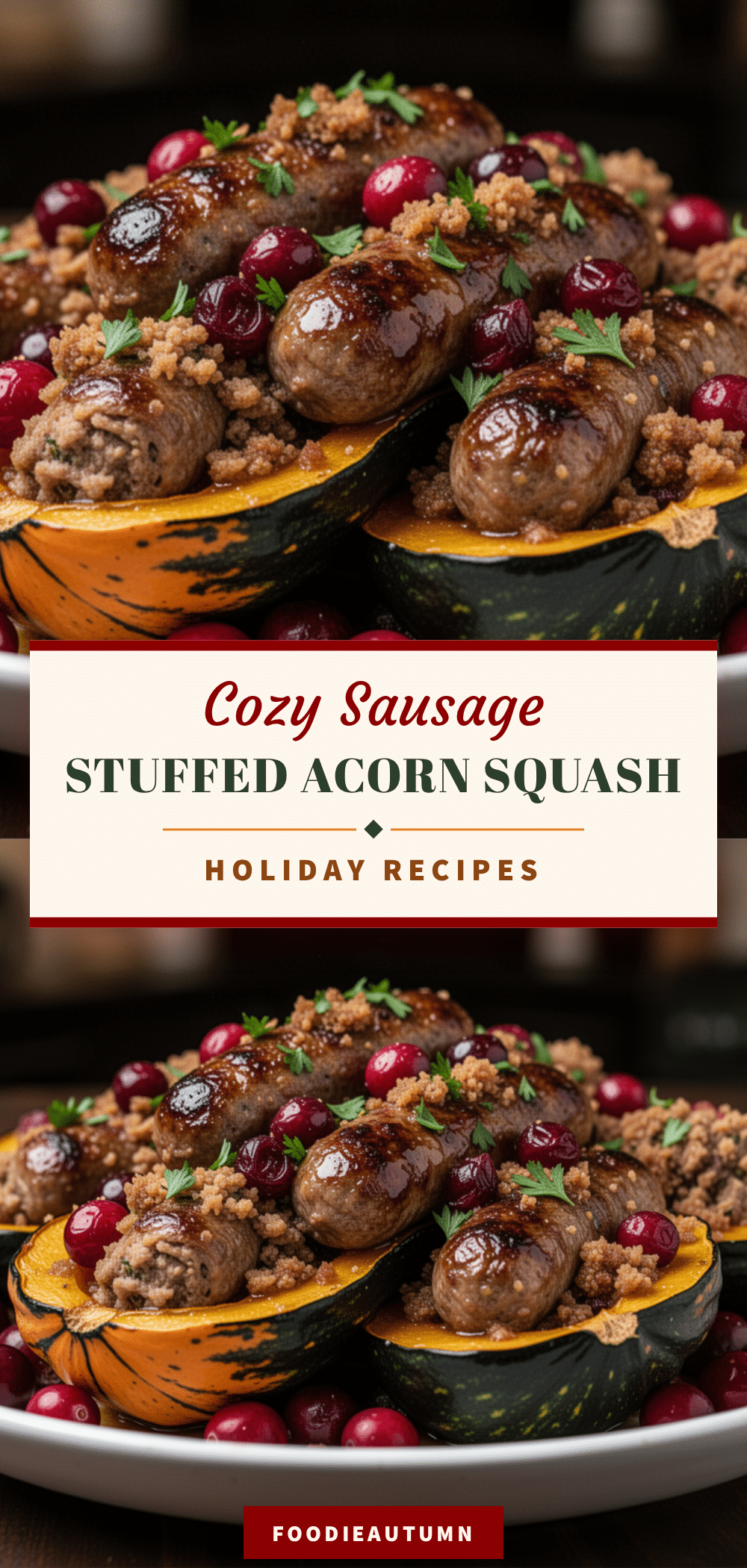 Savory Sausage-Stuffed Acorn Squash with Cranberries recipe