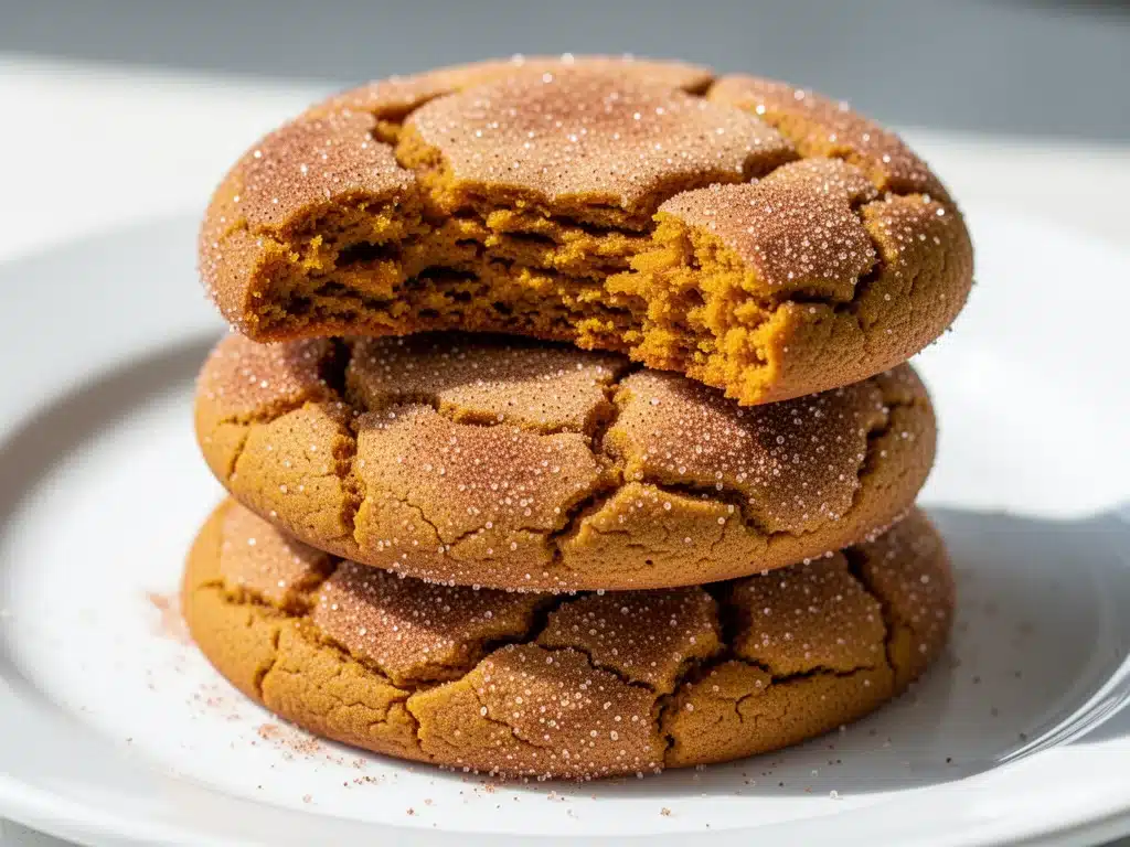 soft chewy pumpkin snickerdoodle cookies - featured image